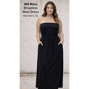 Old Navy Womens Maxi Dress XL Black Sleeveless Minimalist Wardrobe Long